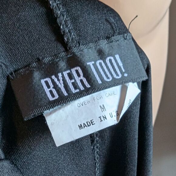 Vintage 90s Byer Too Black Midi Dress Cocktail Floral Glitter Whimsygoth Size M - Picture 8 of 16